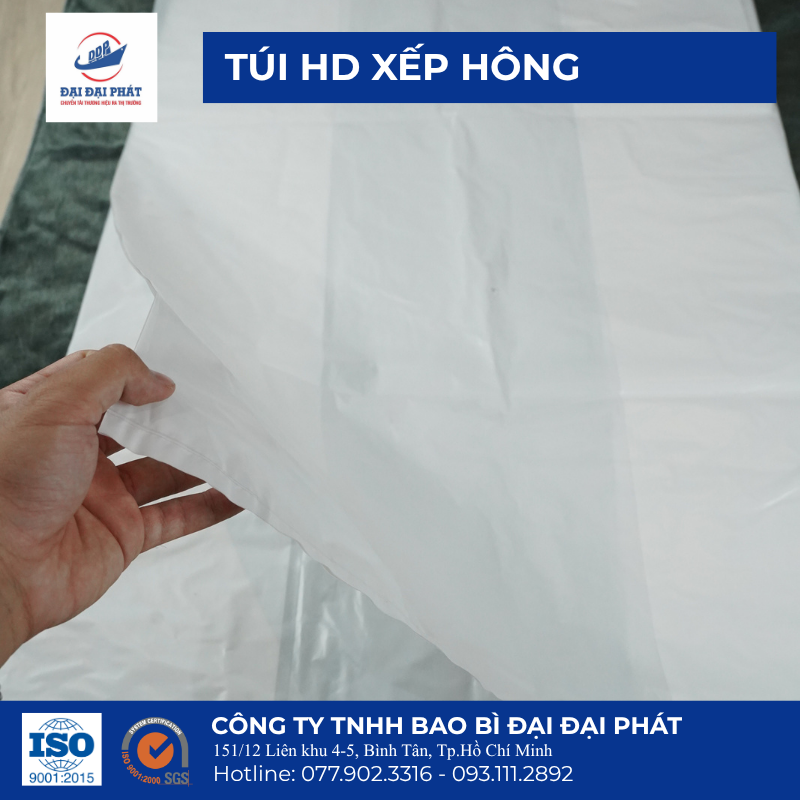 Túi HDPE xếp hông, bao HD xếp hông, túi nilon xếp hông, túi HD khổ lớn, túi HD trắng đục, túi HD seal đáy, túi HD đóng hàng, túi HD có hông, sản xuất Túi HD xếp hông.