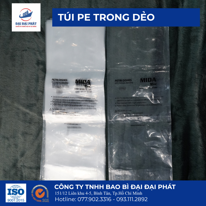 Alternative view of Túi PE Trong Dẻo In 1 Màu – Bao Bì Đựng Đồ Y Tế